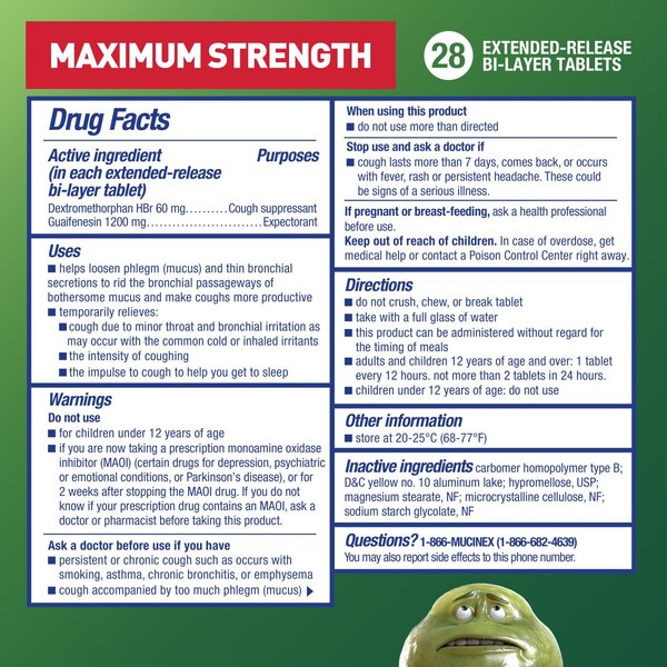 Mucinex DM Maximum Strength 12HR Expectorant and Cough Suppressant Tablets