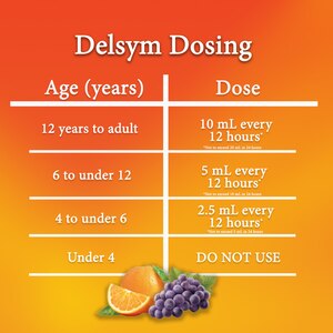 Delsym Cough Suppressant Liquid, Grape, Orange