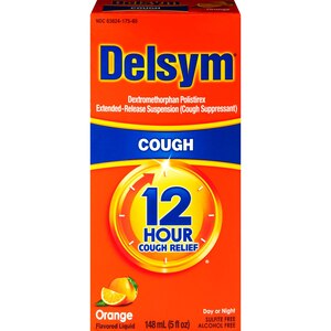 Delsym Cough Suppressant Liquid, Grape, Orange