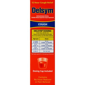 Delsym Cough Suppressant Liquid, Grape, Orange