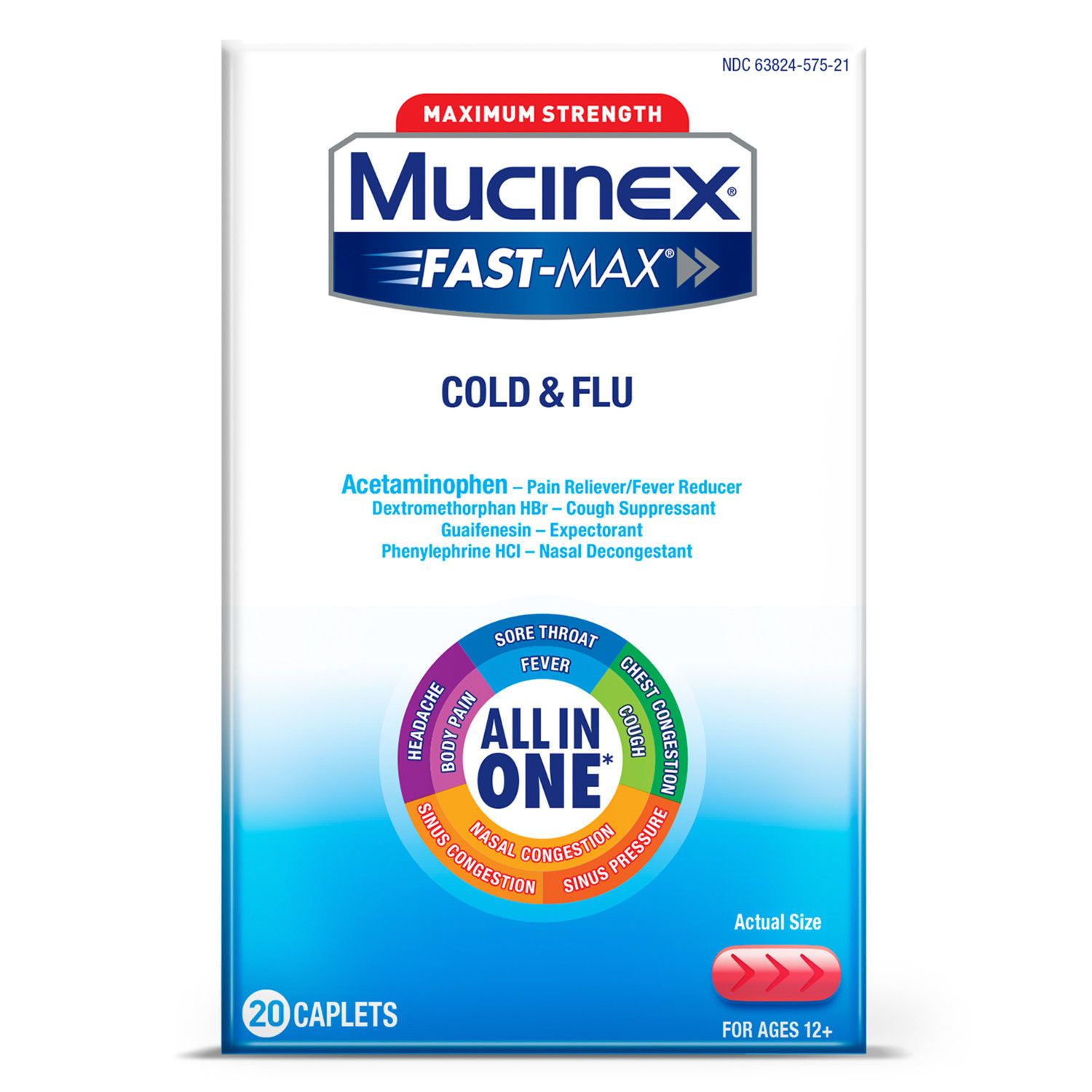 Mucinex FastMax Adult Severe Cold Liquid Caplets, 20 CT