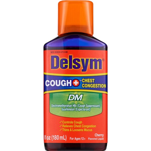 Delsym Adult Cough Plus Chest Congestion DM Liquid, Cherry Flavor, 6 OZ