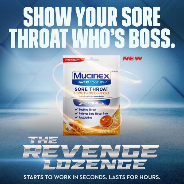 Mucinex InstaSoothe Sore Throat + Soothing Comfort Medicated Lozenges, Honey & Echinacea, 40 CT