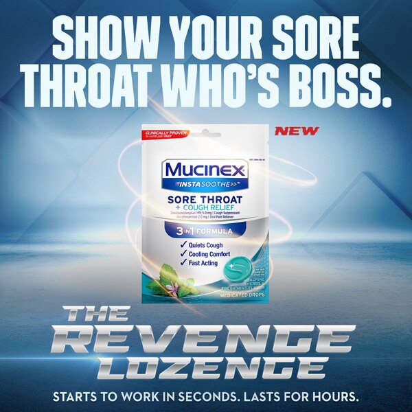 Mucinex InstaSoothe Sore Throat + Cough Relief Medicated Lozenges, Alpine Herbs & Fresh Mint, 40 CT