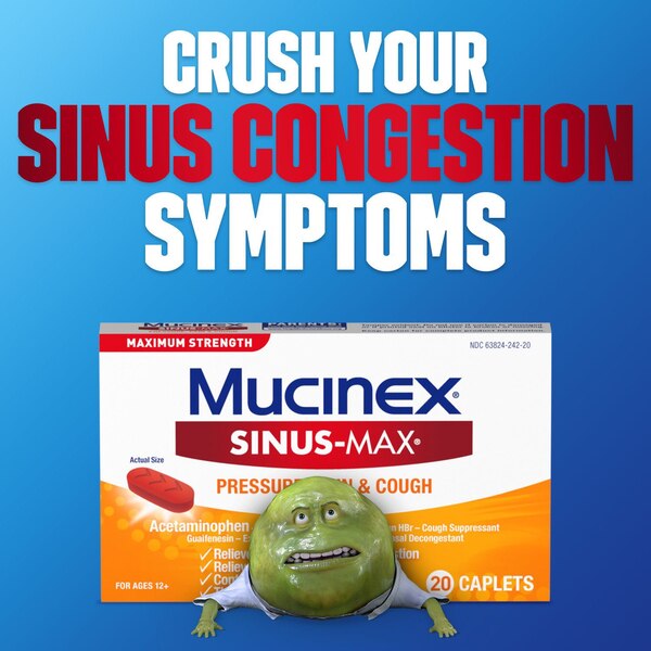 Mucinex Sinus-Max for Pressure, Pain & Cough, 20 CT