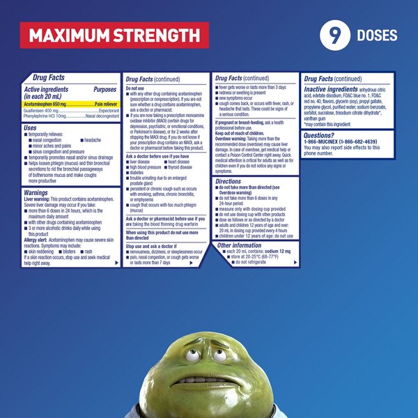 Mucinex Sinus-Max Maximum Strength Severe Congestion & Pain Relief Liquid, 6 OZ