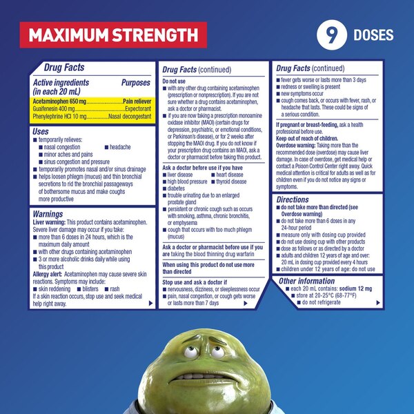 Mucinex Sinus-Max Maximum Strength Severe Congestion & Pain Relief Liquid, 6 OZ