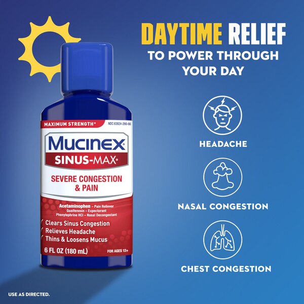 Mucinex Sinus-Max Severe Congestion and Pain & Nightshift Sinus Combo Pack, 2 6 OZ bottles