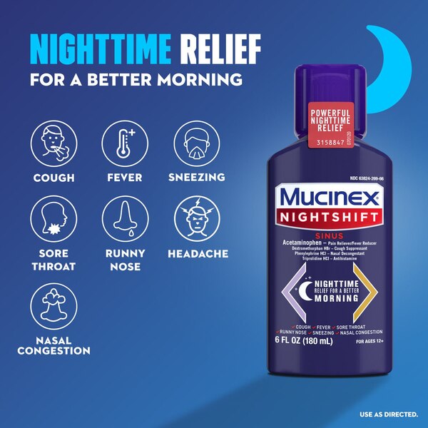 Mucinex Sinus-Max Severe Congestion and Pain & Nightshift Sinus Combo Pack, 2 6 OZ bottles