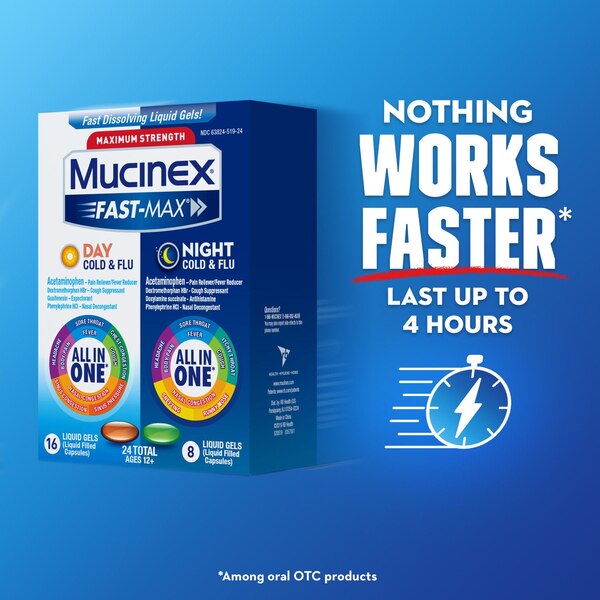 Mucinex Fast-Max  Liquid Gels - Day Severe Cold & Night Cold & Flu 24/24 CT.