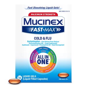 Mucinex Fast-Max Max Strength, Severe Cold Liquid Gels, 16 CT