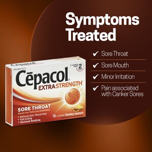 Cepacol Extra Strength Sore Throat Relief Lozenges, 16 CT, Cherry, Honey Lemon