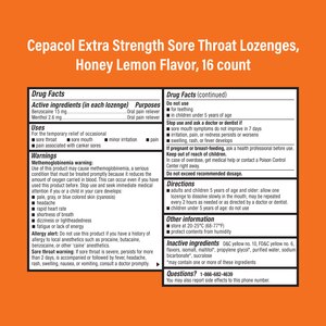 Cepacol Extra Strength Sore Throat Relief Lozenges, 16 CT, Cherry, Honey Lemon