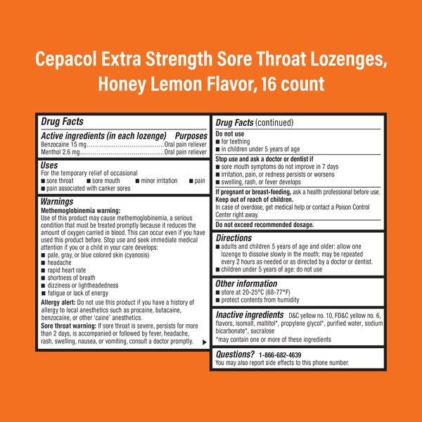 Cepacol Extra Strength Sore Throat Relief Lozenges, 16 CT