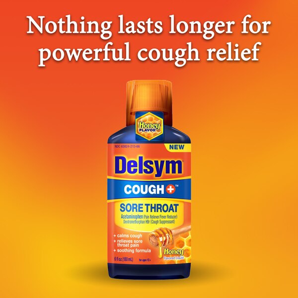 Delsym Cough + Sore Throat Relief, Honey, 6 OZ