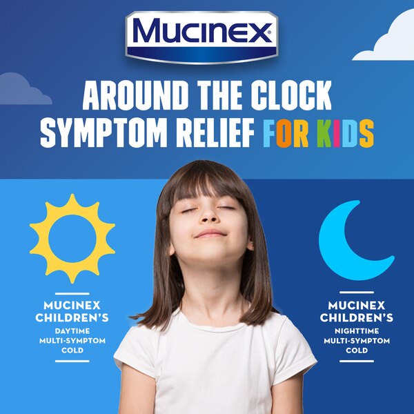 Mucinex Children's - Jarabe para aliviar múltiples síntomas del resfriado, día y noche, 2 x 4 oz (el envase puede variar)