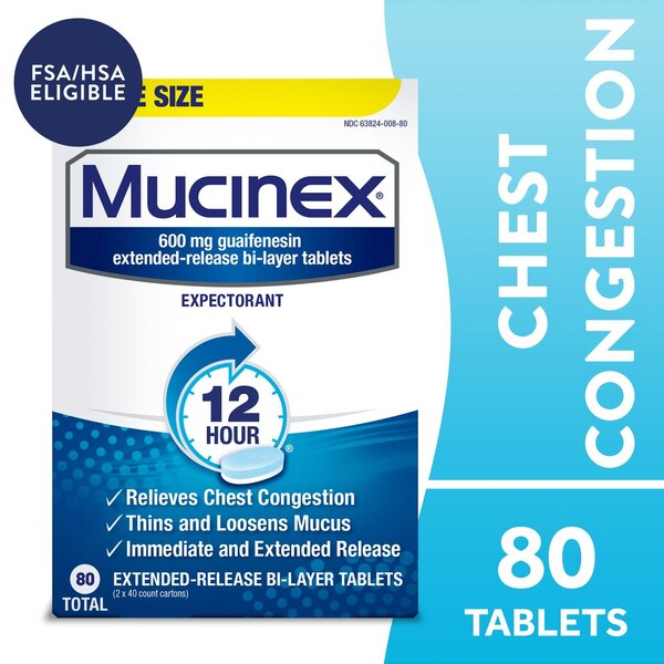 Mucinex 12HR Cough & Chest Congestion Expectorant Relief Tablets