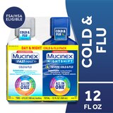 Mucinex Fast-Max Cold and Flu & Nightshift Severe Cold and Flu Combo Pack, 2 12 OZ bottles, thumbnail image