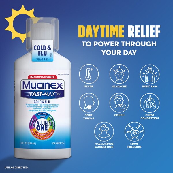 Mucinex Fast-Max Cold and Flu & Nightshift Severe Cold and Flu Combo Pack, 2 12 OZ bottles