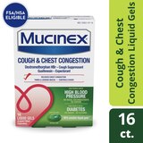 Mucinex Cough & Chest Congestion Liquid Gels, For People with High Blood Pressure or Diabetes, 16 CT, thumbnail image