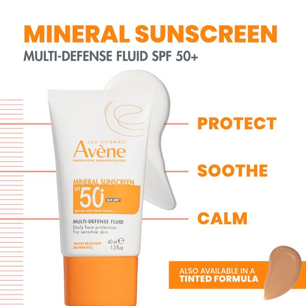 Avene Mineral Sunscreen Multi-Defense Fluid, SPF 50+, 1.3 OZ
