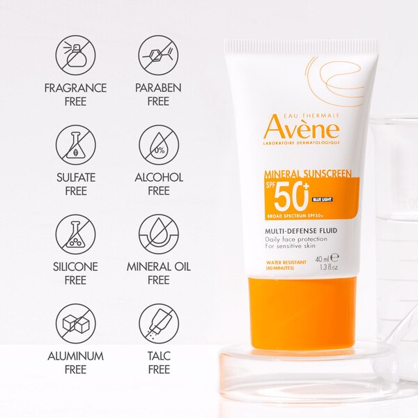 Avene Mineral Sunscreen Multi-Defense Fluid, SPF 50+, 1.3 OZ