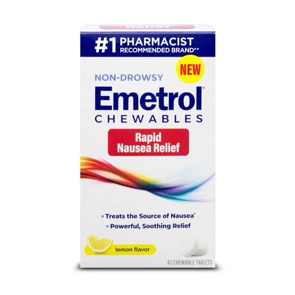 Emetrol Non-Drowsy Rapid Nausea Relief Chewables, Lemon Flavor, 42 CT
