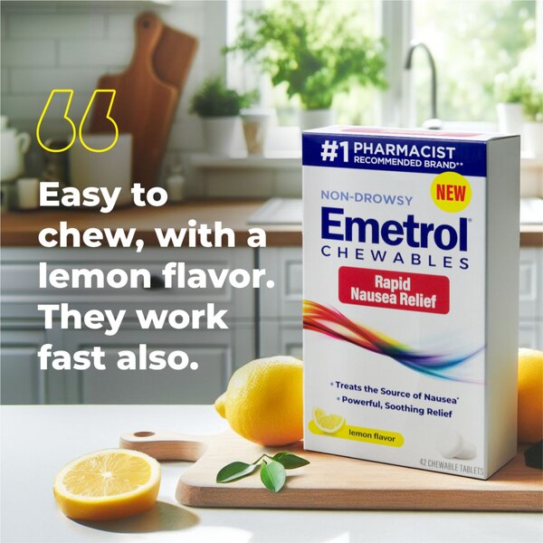 Emetrol Non-Drowsy Rapid Nausea Relief Chewables, Lemon Flavor, 42 CT