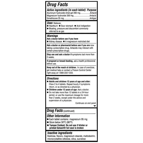 Gelusil Antacid & Anti-Gas Cool Mint Chewable Tablets, 100 CT