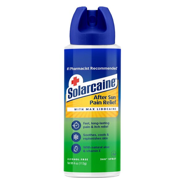 Solarcaine After-Sun Pain Relief Spray with 4% Lidocaine, 4 OZ