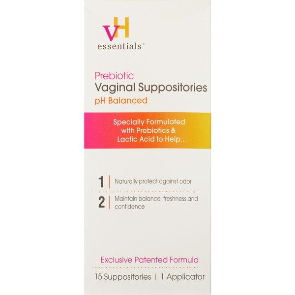 vH essentials Prebiotic pH Balanced Vaginal Suppositories - 15 count Box