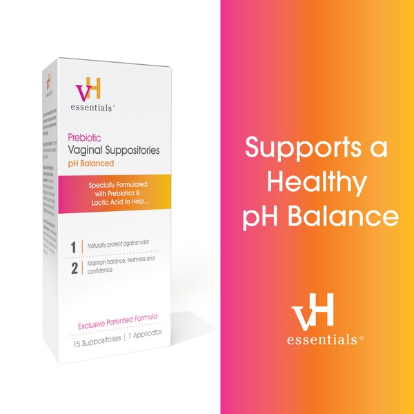 vH essentials Prebiotic pH Balanced Vaginal Suppositories - 15 count Box