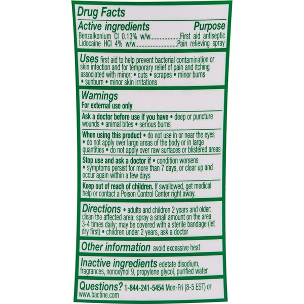 Bactine Pain Relieving Cleansing Spray, 5 OZ