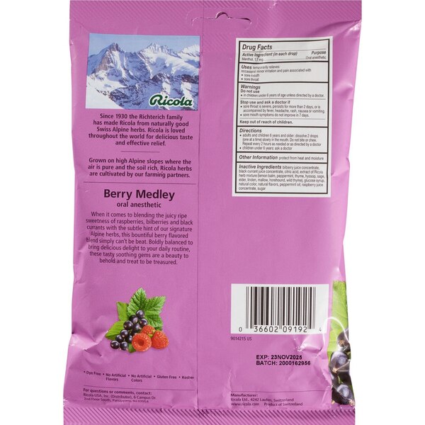 Ricola Berry Medley Throat Drops, 45 CT