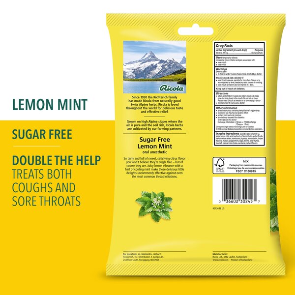 Ricola Sugar Free Cough Suppressant Throat Drops