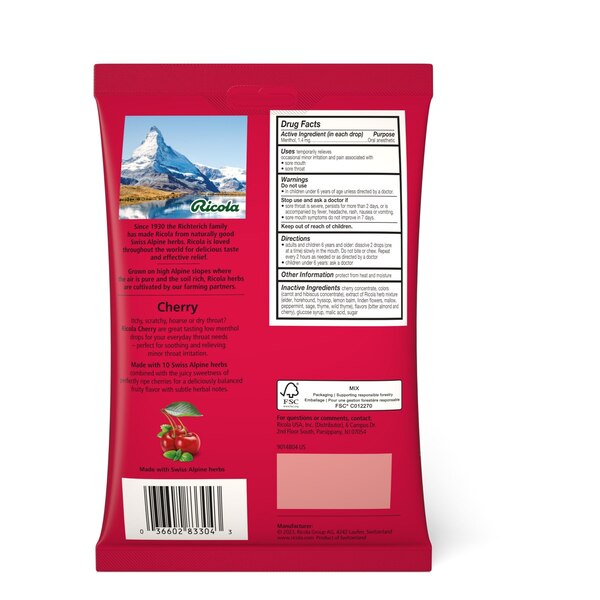 Ricola Throat Drops, Cherry, 45 CT