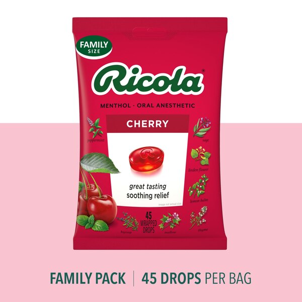 Ricola Throat Drops, Cherry, 45 CT