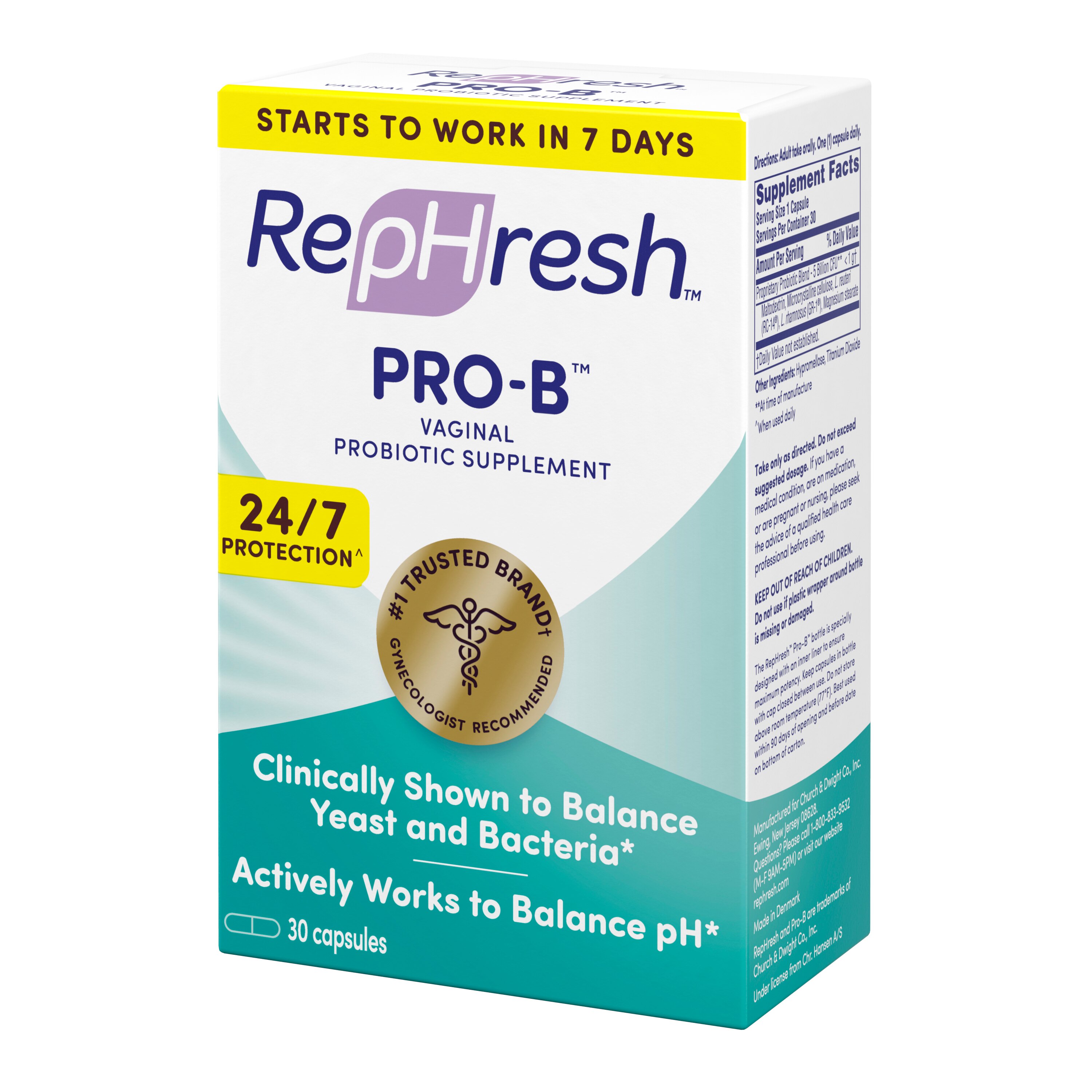 RepHresh Pro-B - Suplemento femenino vaginal probiótico, cápsulas, 30 u.