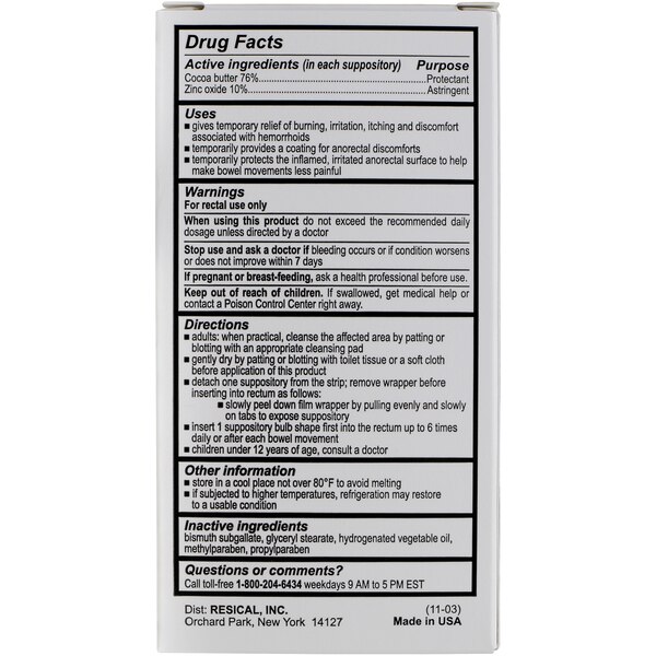 Calmol 4 Hemorrhoidal Suppositories