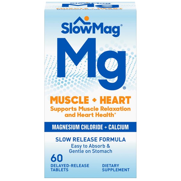 SlowMag Mg Muscle + Heart, Magnesium Chloride + Calcium Tablets, 60 CT
