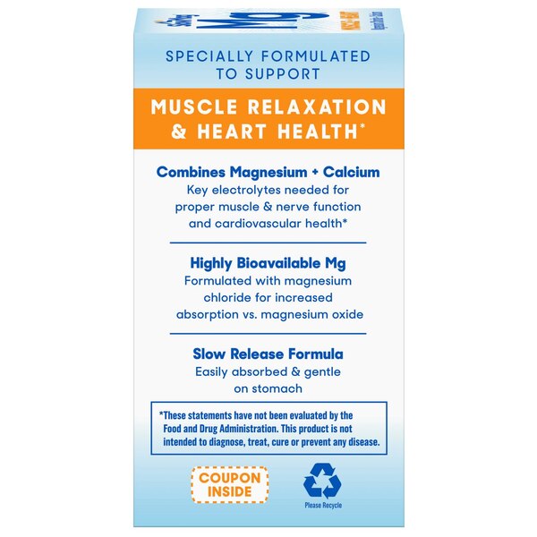 SlowMag Mg Muscle + Heart, Magnesium Chloride + Calcium Tablets, 60 CT