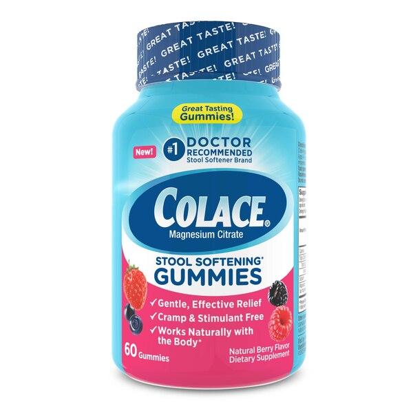 Colace Stool Softener Gummies, Magnesium Citrate , Berry Flavored 60 CT
