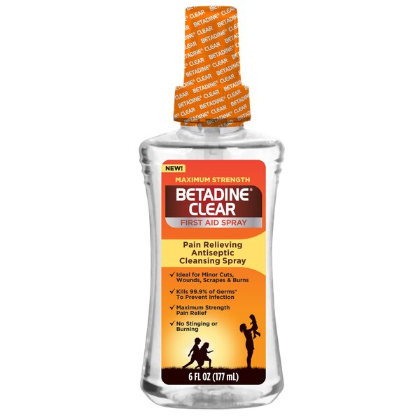 Betadine Antiseptic Clear First Aid Spray, 6 OZ