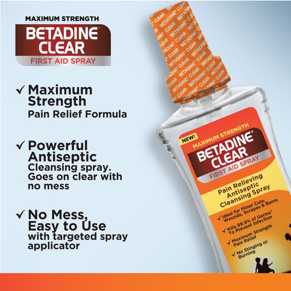 Betadine Antiseptic Clear First Aid Spray, 6 OZ