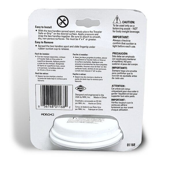 MHI Safe-er-Grip Traveler Balance Assist Grab Bar, White