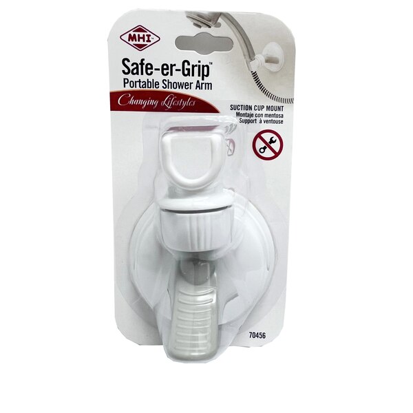 MHI Safe-er-Grip Portable Shower Arm Holder, White
