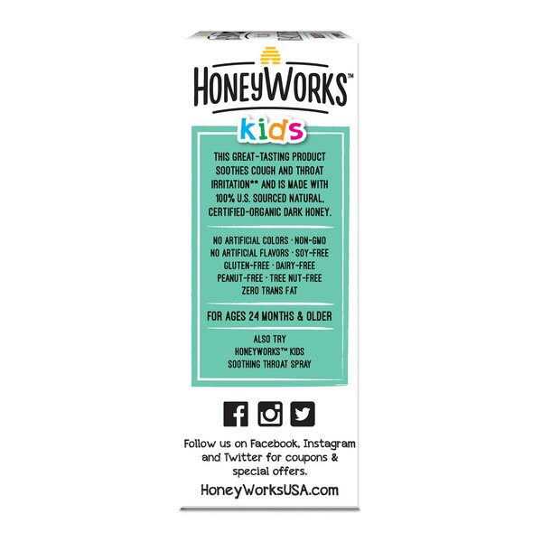HoneyWorks Kids Organic Honey Soothing Cough Syrup, 4 OZ
