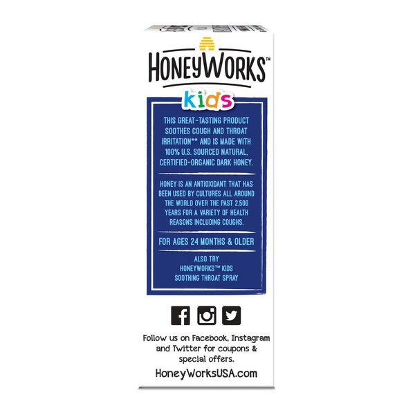 HoneyWorks Kids Organic Honey Night-Time Cough Syrup, 4 OZ