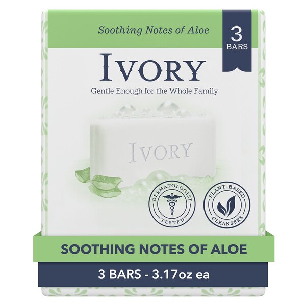 Ivory Bar Soap, Soothing Notes of Aloe, 3 CT