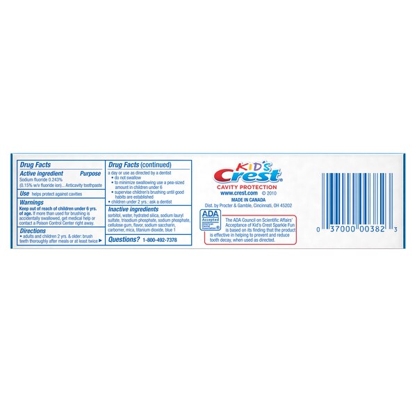 Crest Kid's Cavity Protection Fluoride Anticavity Toothpaste